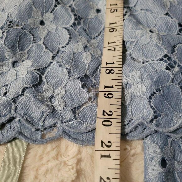 H&M Divided Womens Blue Cropped Crochet Lace Top Size 6 Coquette Fairy Boho New - Picture 6 of 8